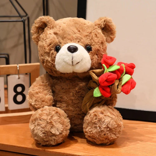 Plushy teddy bear with Flower hat/roses